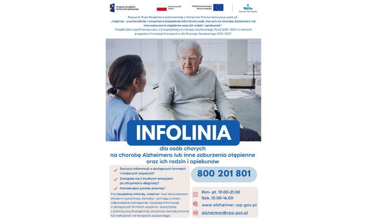 Uruchomienie infolinii „Helpline” dla osób chorych na chorobę Alzheimera lub inne zaburzenia otępienne oraz ich rodzin i opiekunów