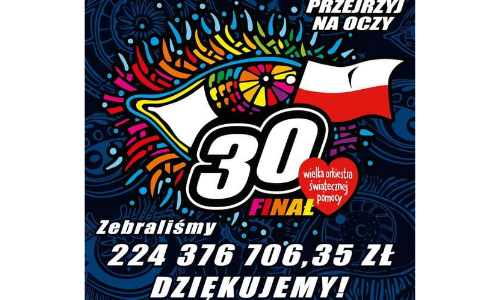Wynik 30 Finału WOŚP  -  224 376 706, 35 PLN 
