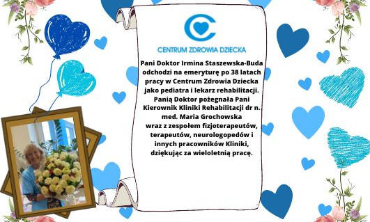 Pani Doktor Irmina Staszewska-Buda odchodzi na emeryturę