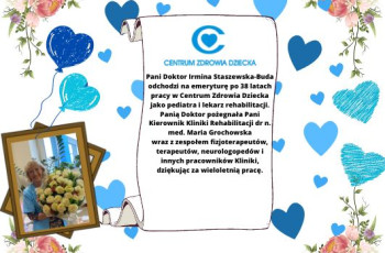 Pani Doktor Irmina Staszewska-Buda odchodzi na emeryturę