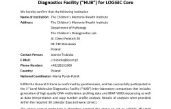 Letter of Confirmation Status as 1st Level Molecular Diagnostics Facility (“HUB”) for LOGGIC Core