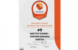 Nagroda za 9 miejsce Top 10 Najlepszych pracodawców kategorii Zdrowie/Medycyna
