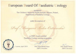 Klinika Urologii IPCZD po raz kolejny ze statusem Certified Paediatric Urology Training Programme
