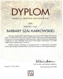 Dr n.med. Barbara Szal-Karkowska wyróżniona medalem im. Prof. Zofii Majewskiej
